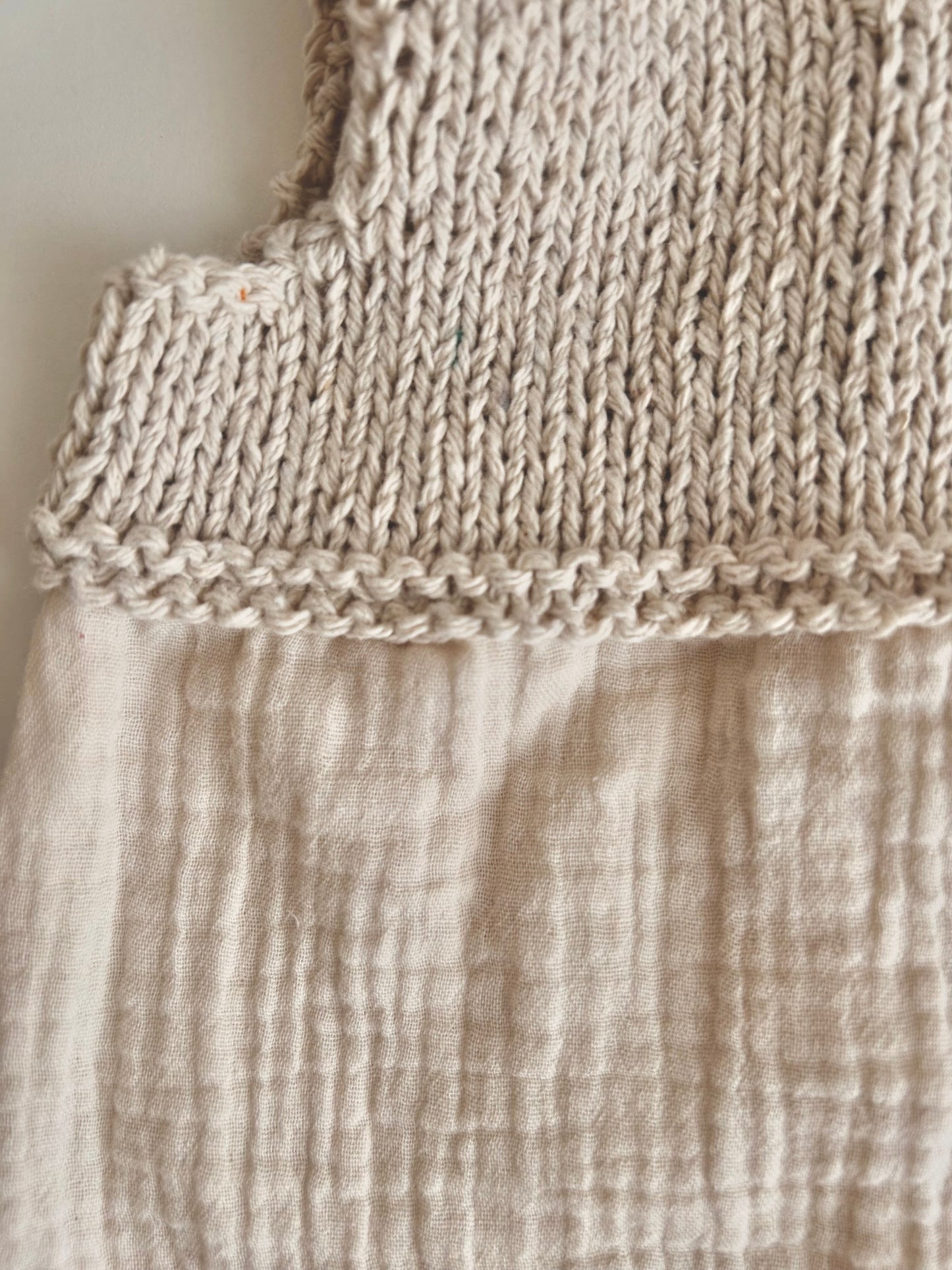 Newborn Romper in Knit/Muslin, Hand Made